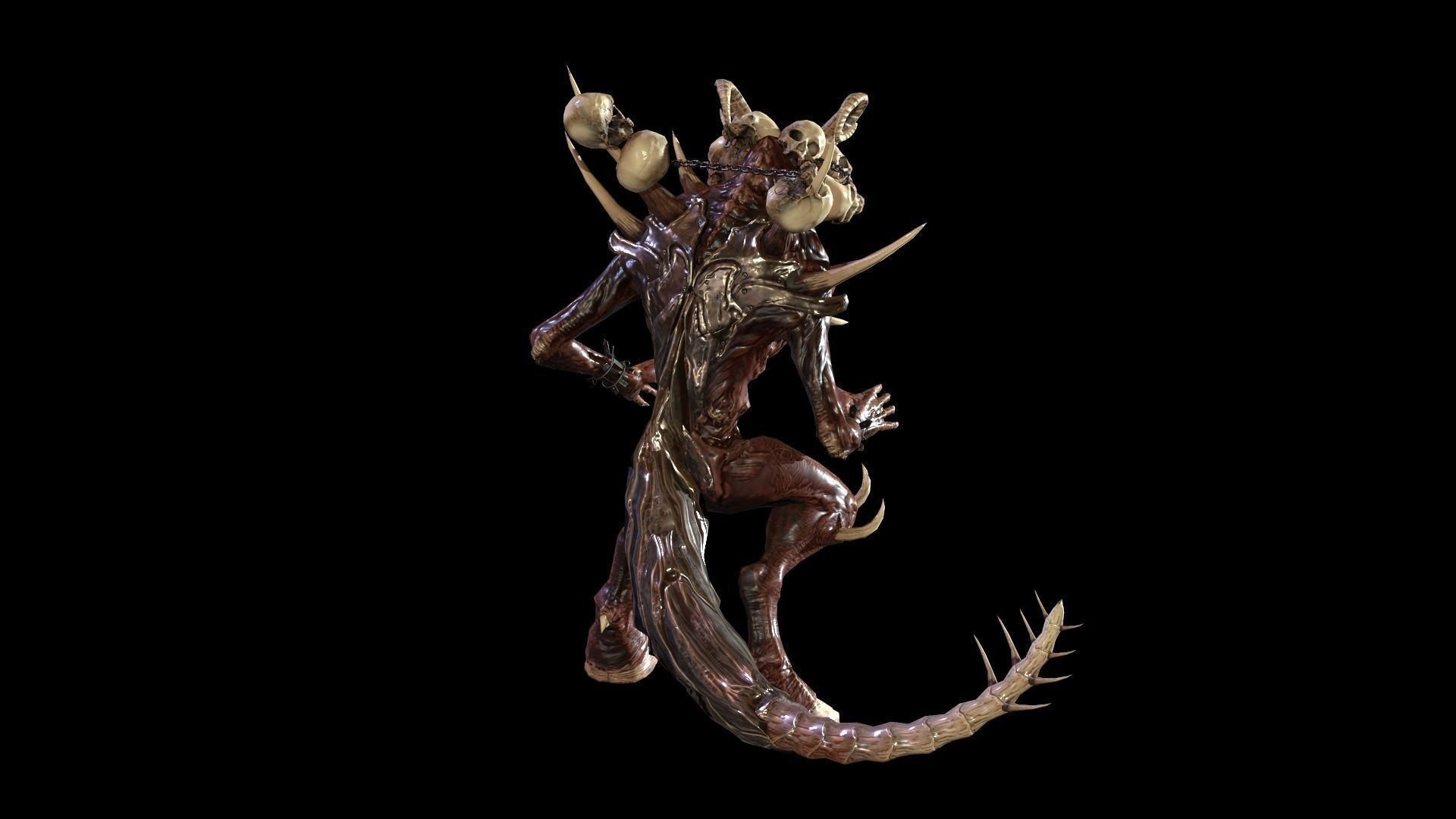 DemonHigh2 alien creature with horns and claws Low-poly 3D model_10