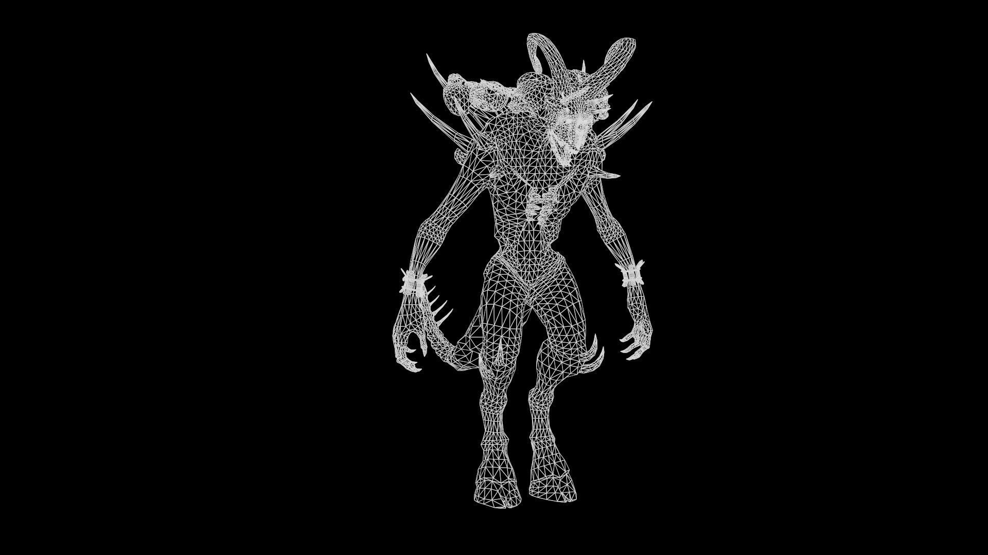 DemonHigh2 alien creature with horns and claws Low-poly 3D model_13