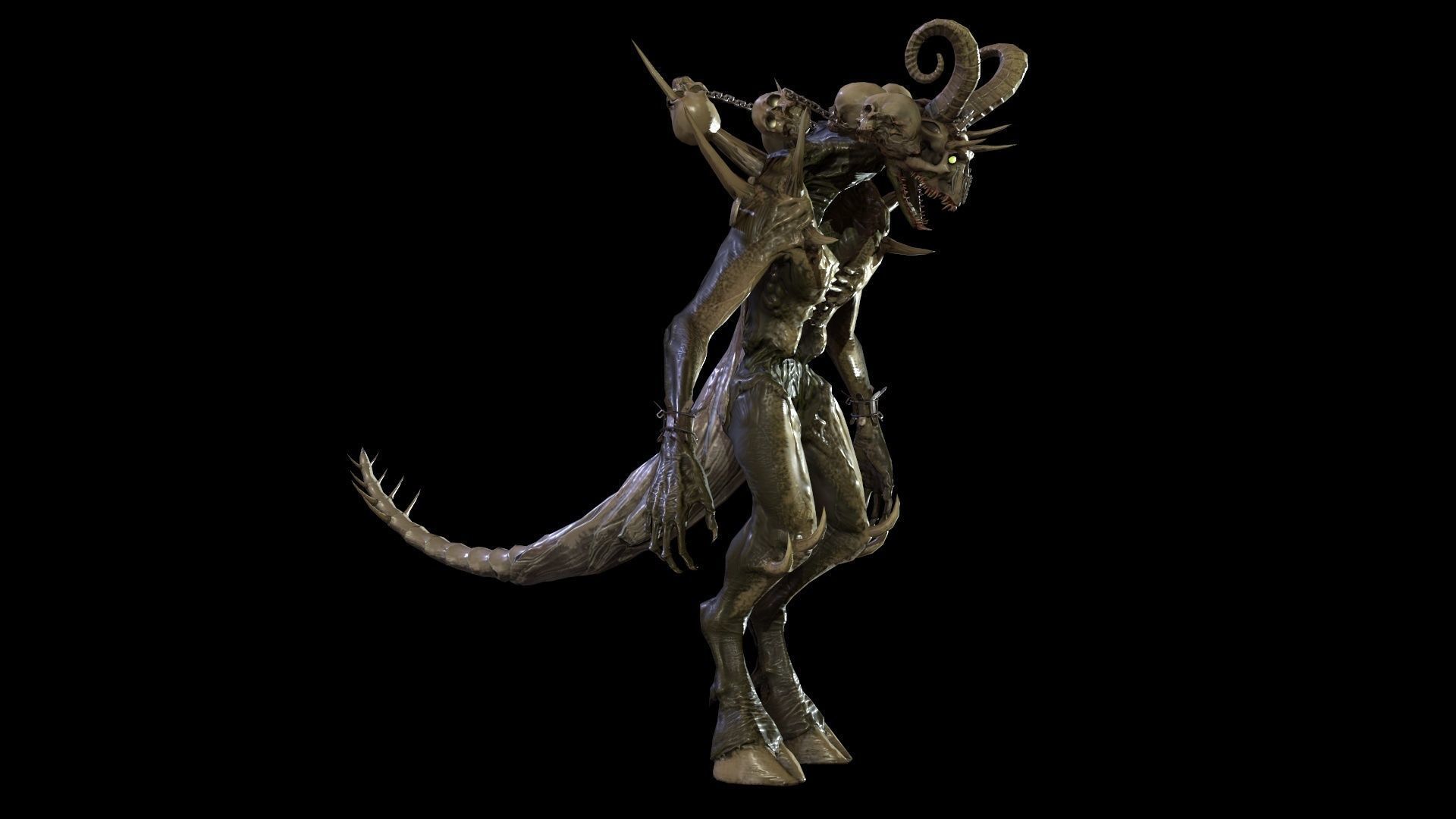 DemonHigh2 alien creature with horns and claws Low-poly 3D model_21