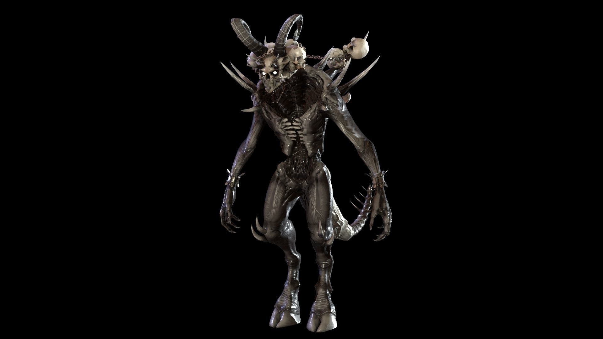 DemonHigh2 alien creature with horns and claws Low-poly 3D model_18