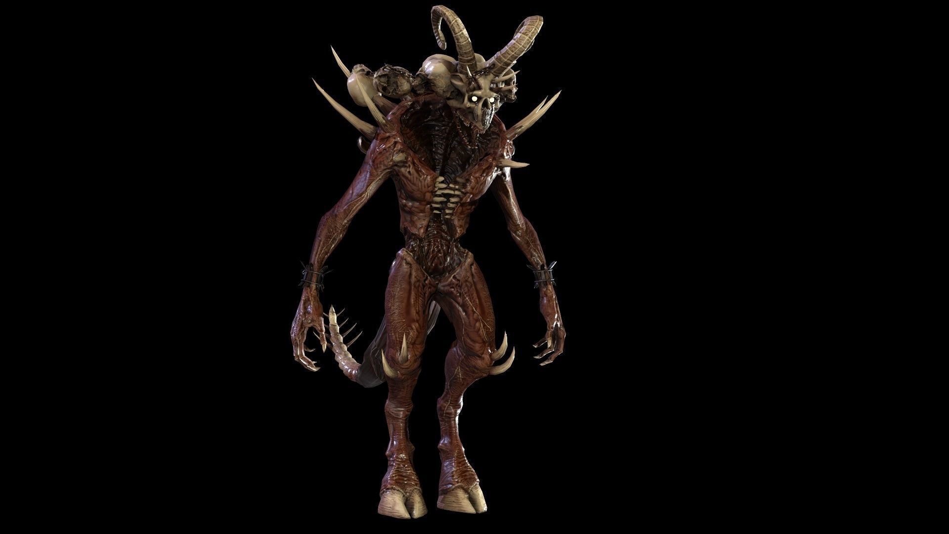 DemonHigh2 alien creature with horns and claws Low-poly 3D model_4