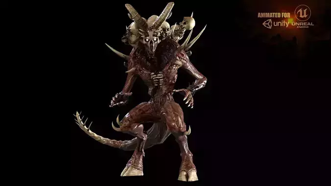 DemonHigh2 alien creature with horns and claws Low-poly 3D model DemonHigh2 alien creature with horns and claws Low-poly 3D model