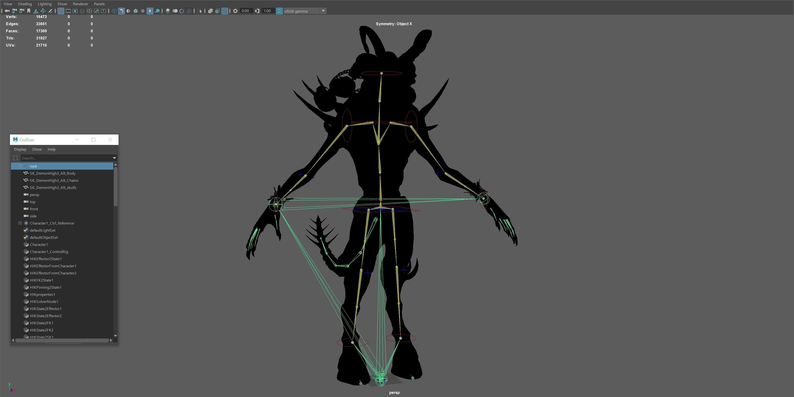 DemonHigh2 alien creature with horns and claws Low-poly 3D model_26