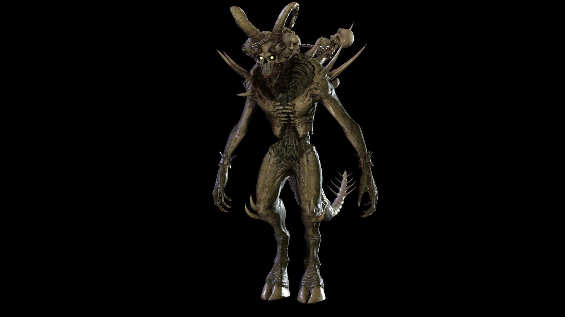 DemonHigh2 alien creature with horns and claws Low-poly 3D model_20