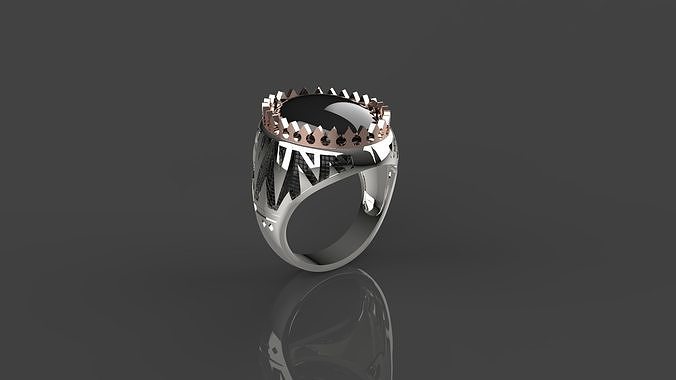 3D print Oval stone ring for man 3D print model