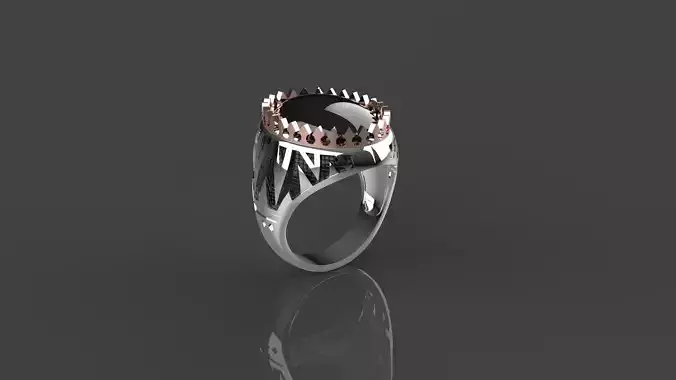 3D print Oval stone ring for man