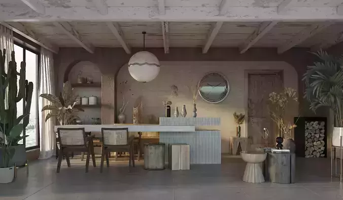 Natural Interior Scene mat light and render setup included 