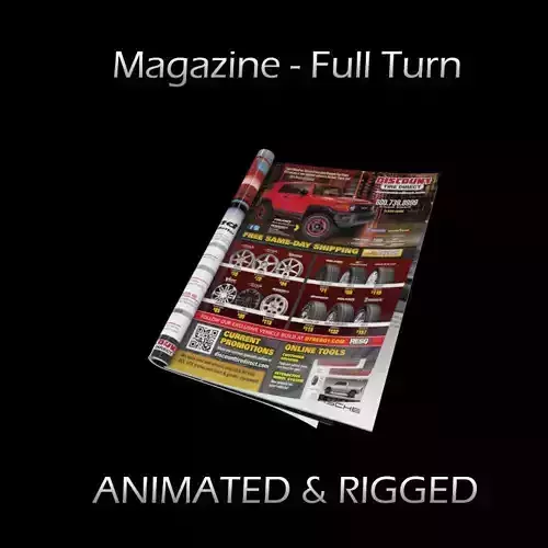 Magazine Full Turn Opening Rigged Animated 3D model