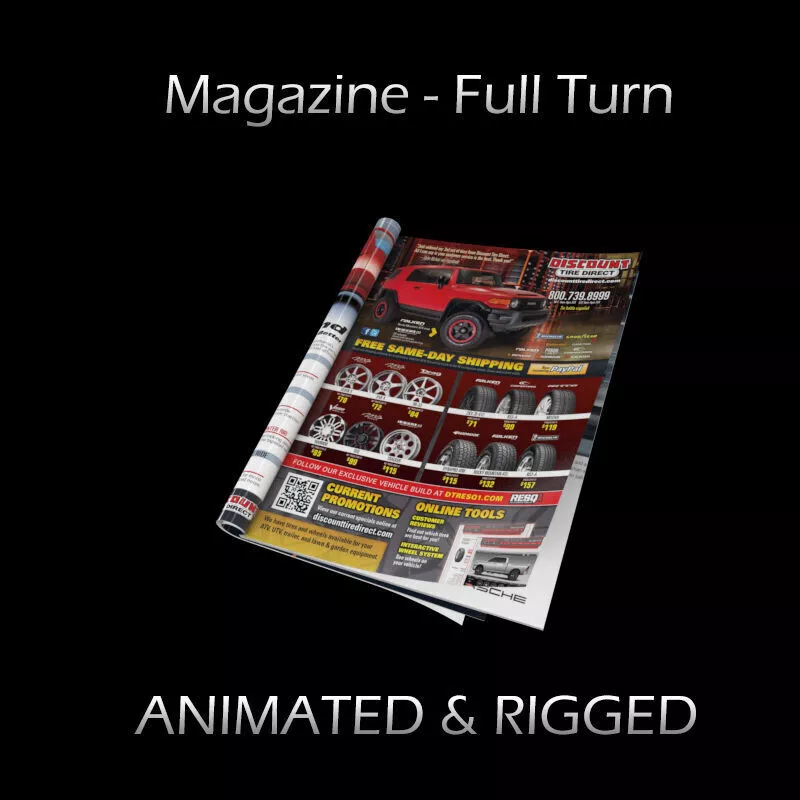 Magazine Full Turn Opening Rigged Animated 3D model