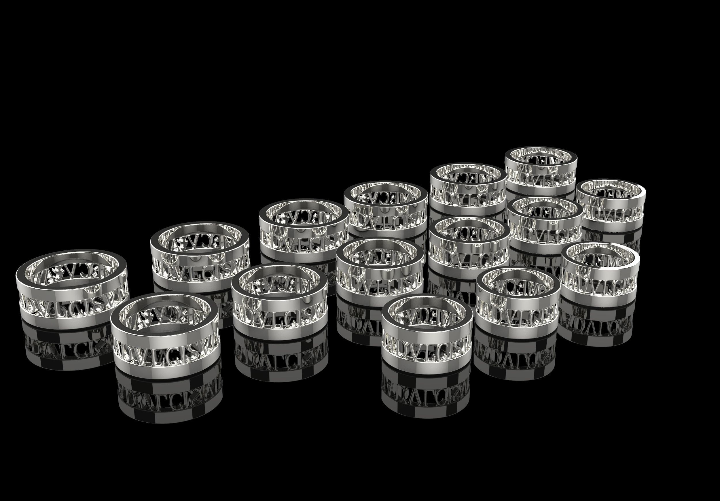 All size of Anima dulcis vivas mecum written ring 3D print model_8