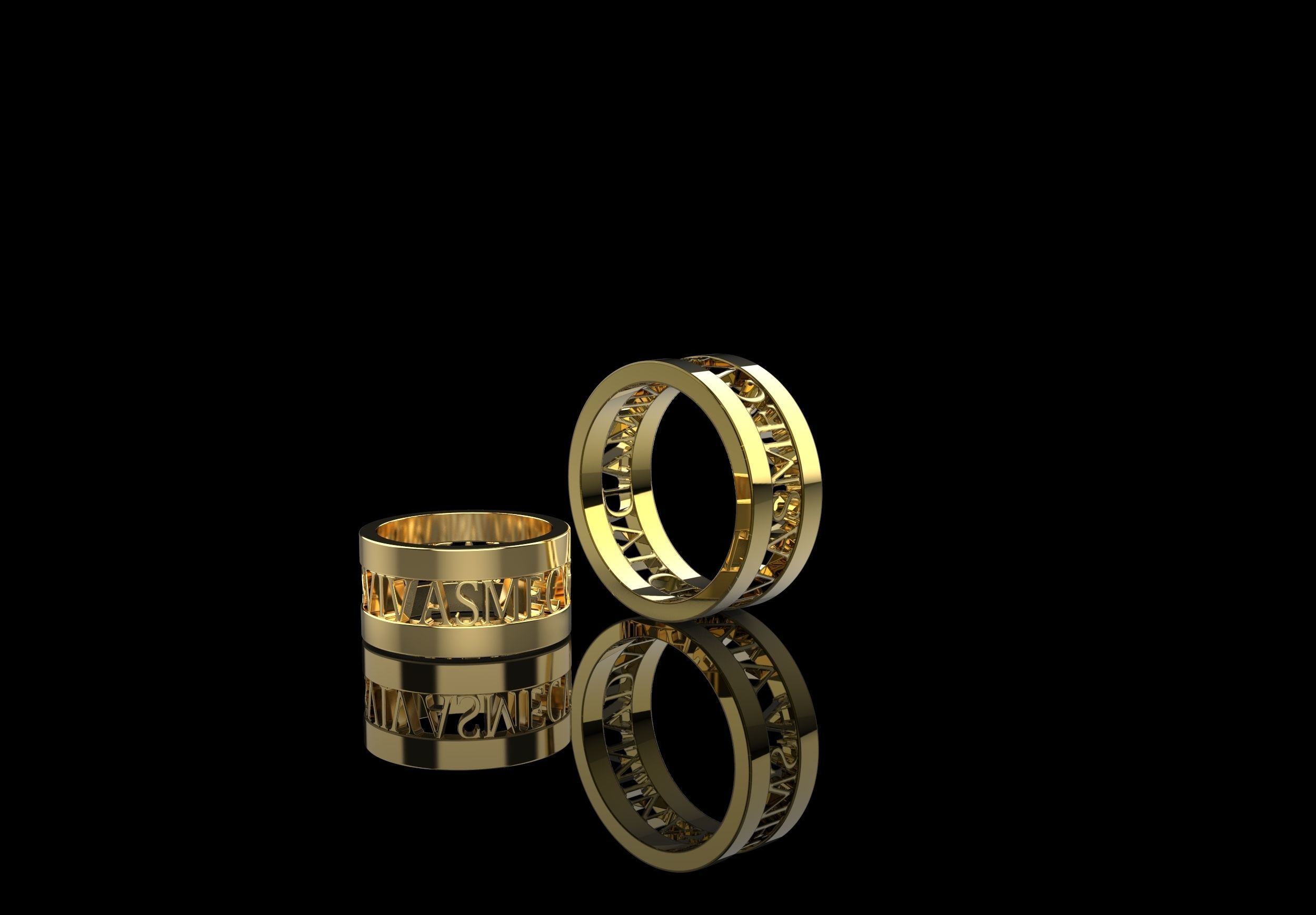 All size of Anima dulcis vivas mecum written ring 3D print model_3