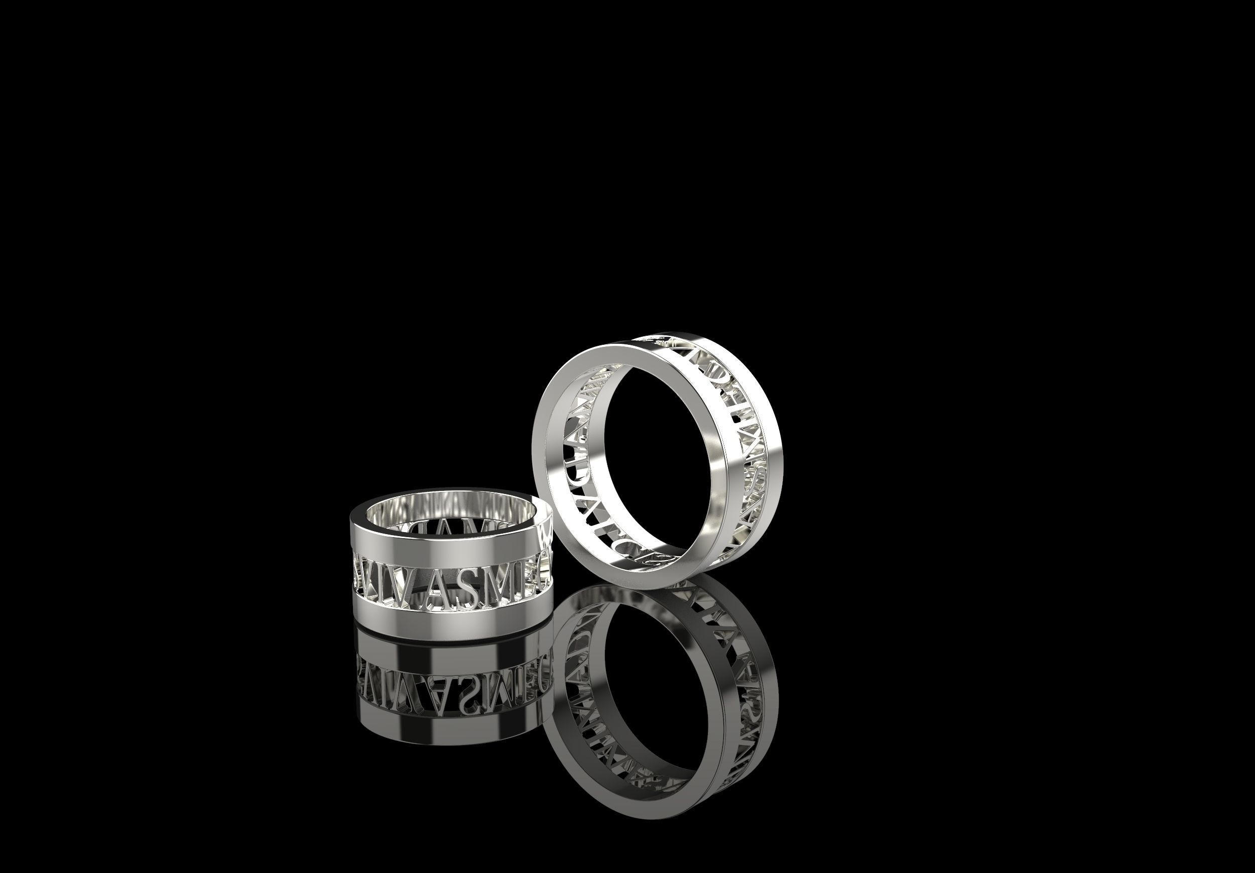 All size of Anima dulcis vivas mecum written ring 3D print model_2