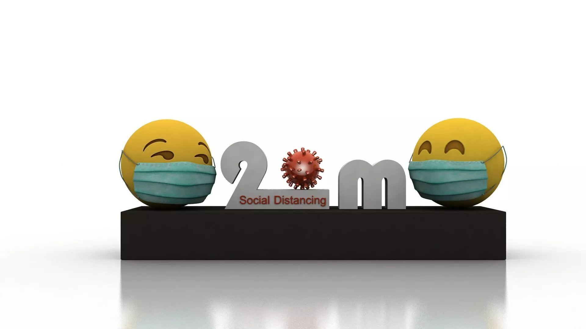 Social Distancing model for coronavirus Low-poly 3D model