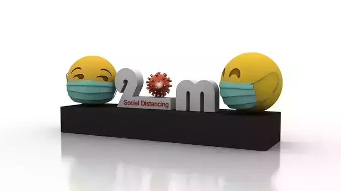 Social Distancing model for coronavirus Low-poly 3D model