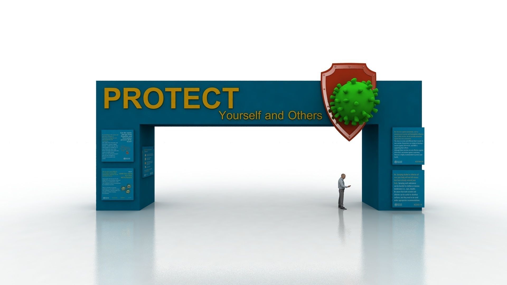 Huge ads Gate for Coronavirus-Tunal  Low-poly 3D model_8