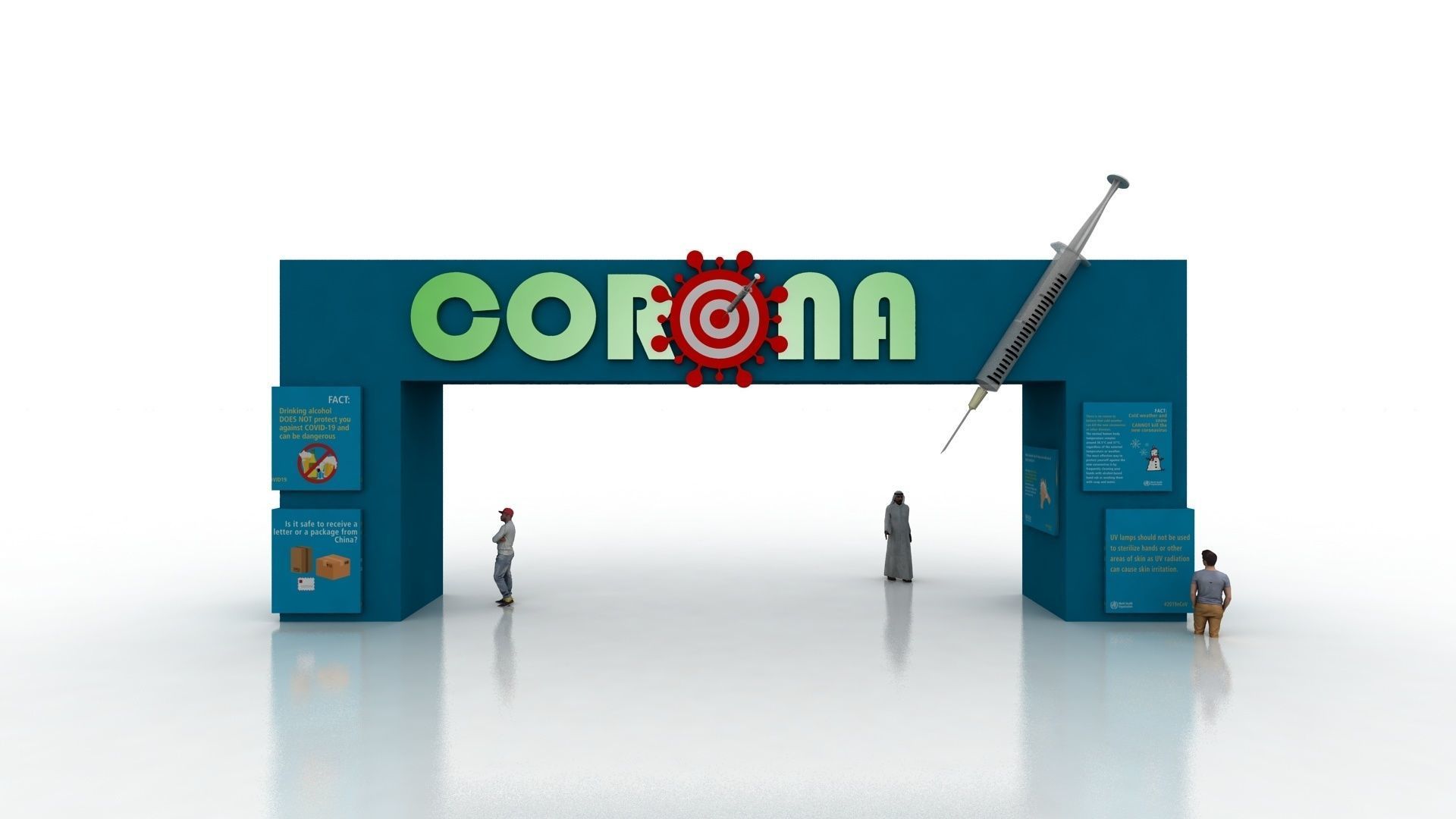 Huge ads Gate for Coronavirus-Tunal  Low-poly 3D model_10
