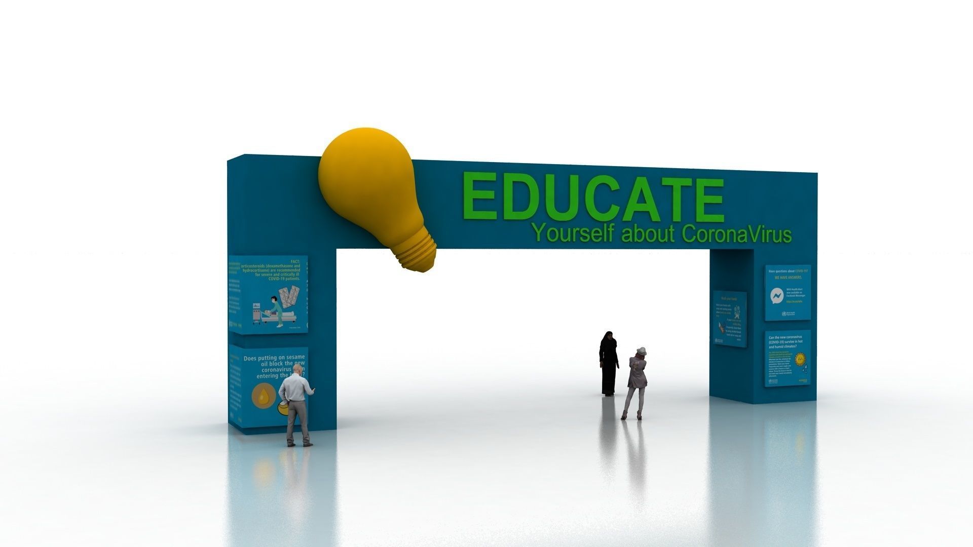 Huge ads Gate for Coronavirus-Tunal  Low-poly 3D model_25