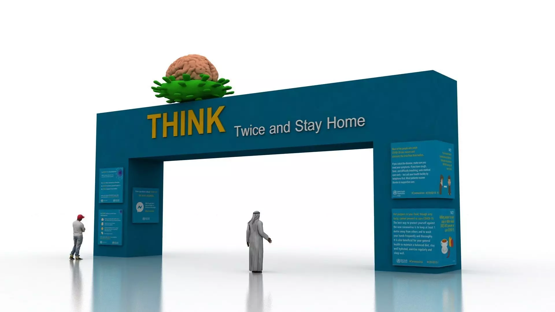 Huge ads Gate for Coronavirus-Tunal  Low-poly 3D model_3