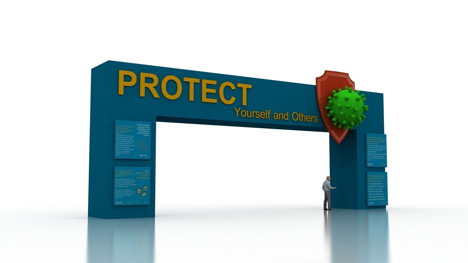 Huge ads Gate for Coronavirus-Tunal  Low-poly 3D model_24