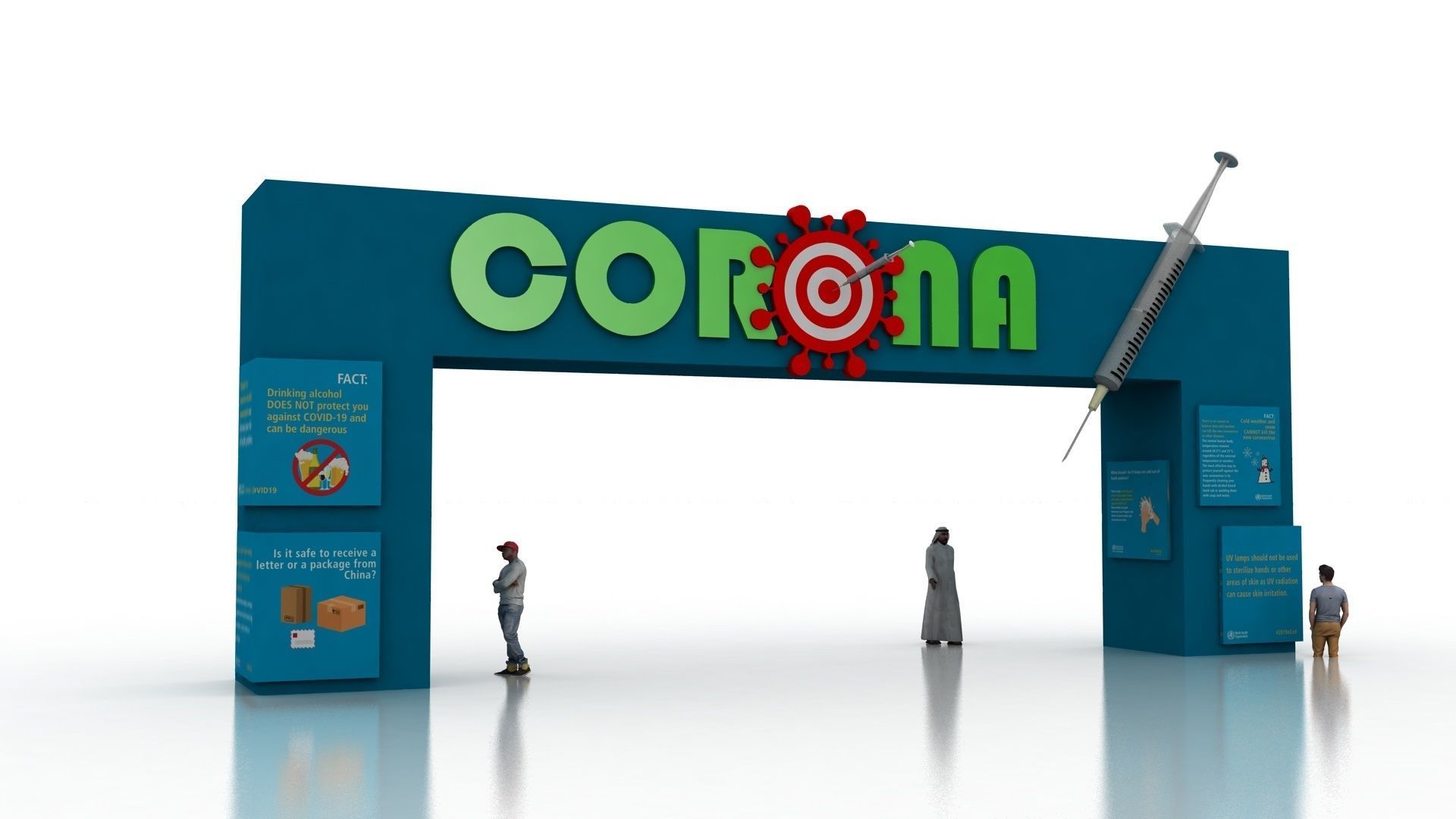 Huge ads Gate for Coronavirus-Tunal  Low-poly 3D model_26