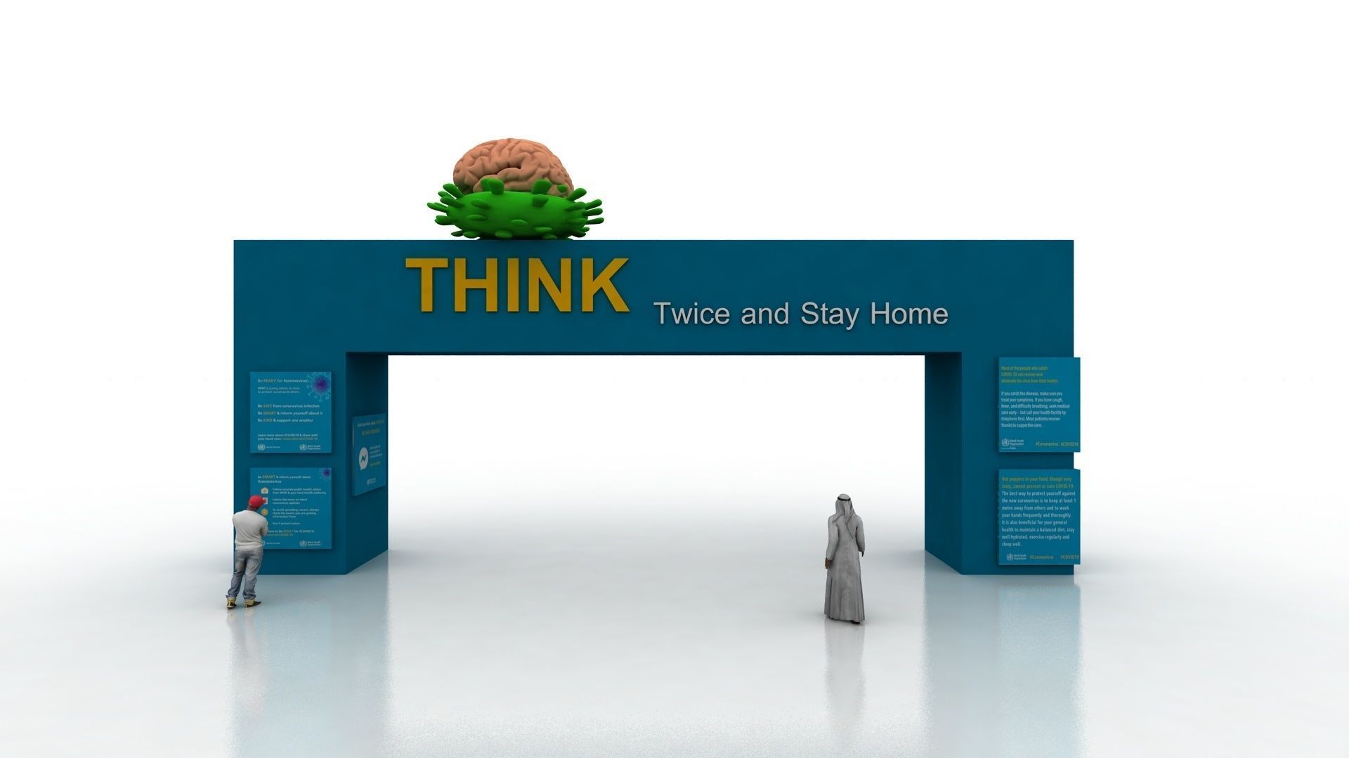 Huge ads Gate for Coronavirus-Tunal  Low-poly 3D model_11