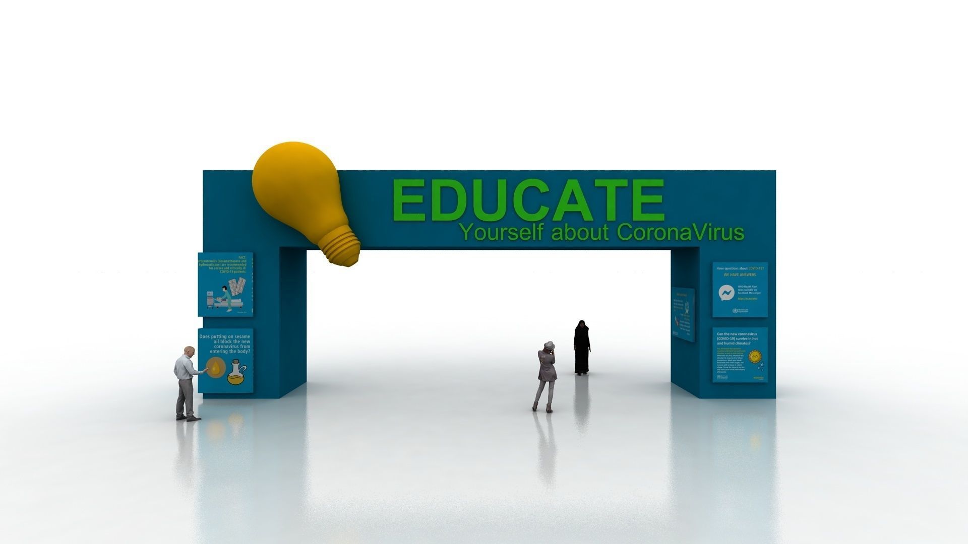 Huge ads Gate for Coronavirus-Tunal  Low-poly 3D model_9