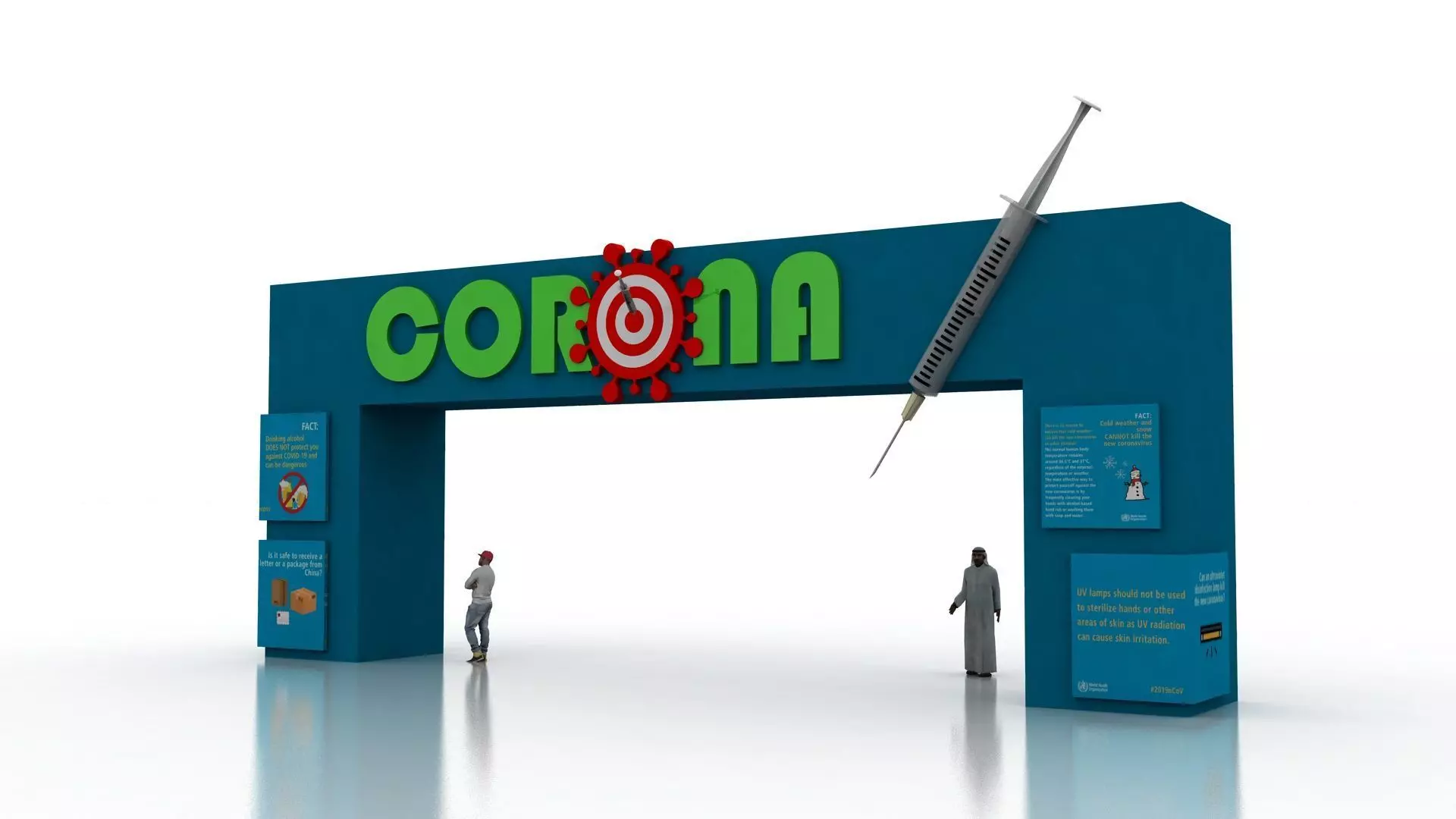 Huge ads Gate for Coronavirus-Tunal Low-poly 3D model