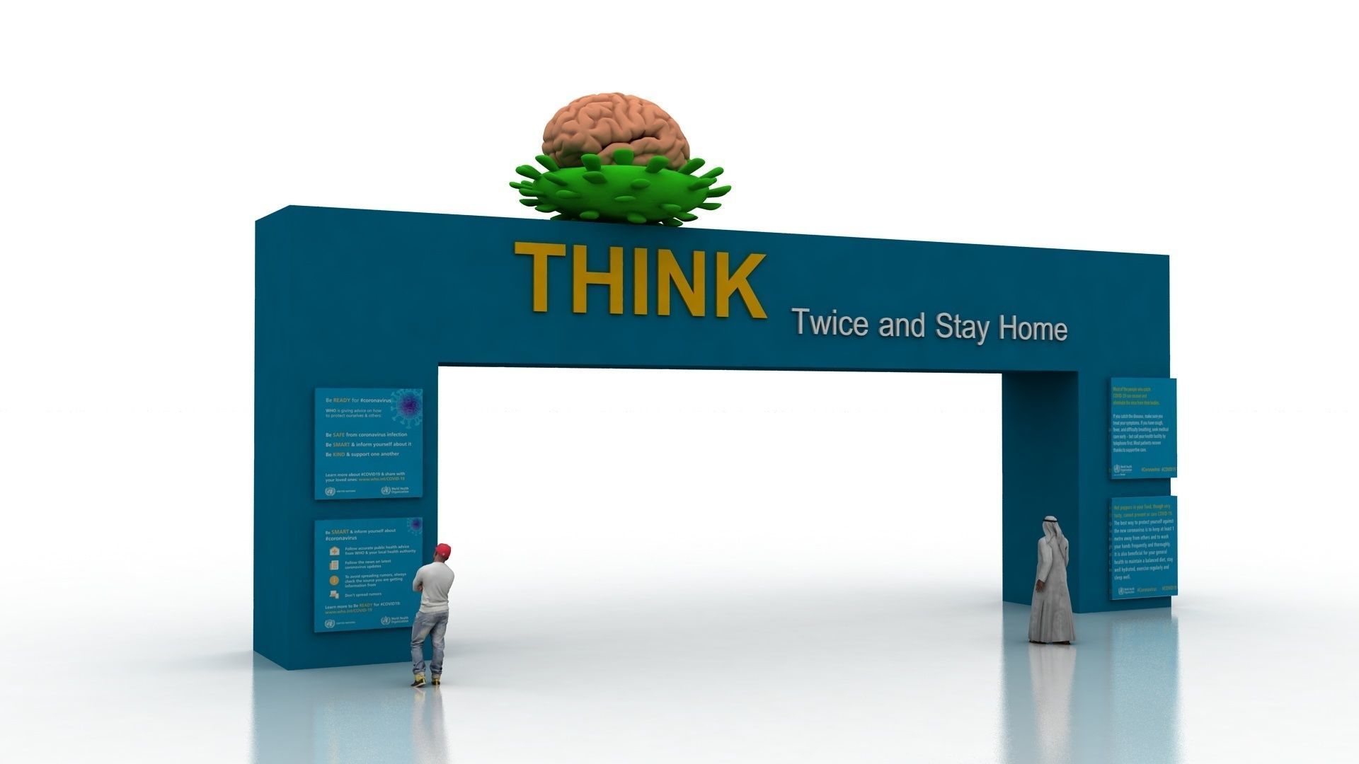 Huge ads Gate for Coronavirus-Tunal  Low-poly 3D model_3