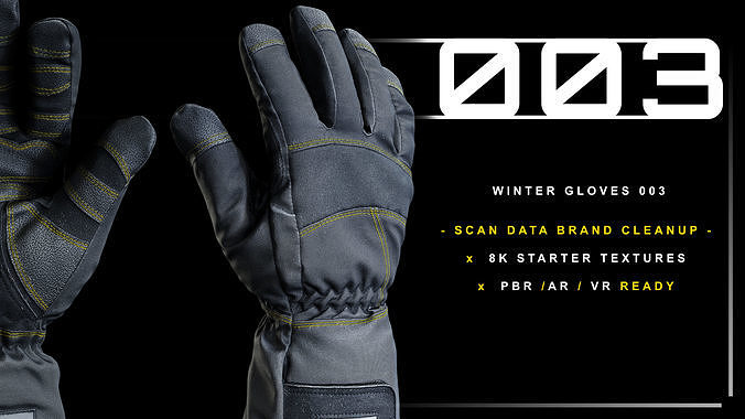Winter Gloves 003 Low-poly 3D model