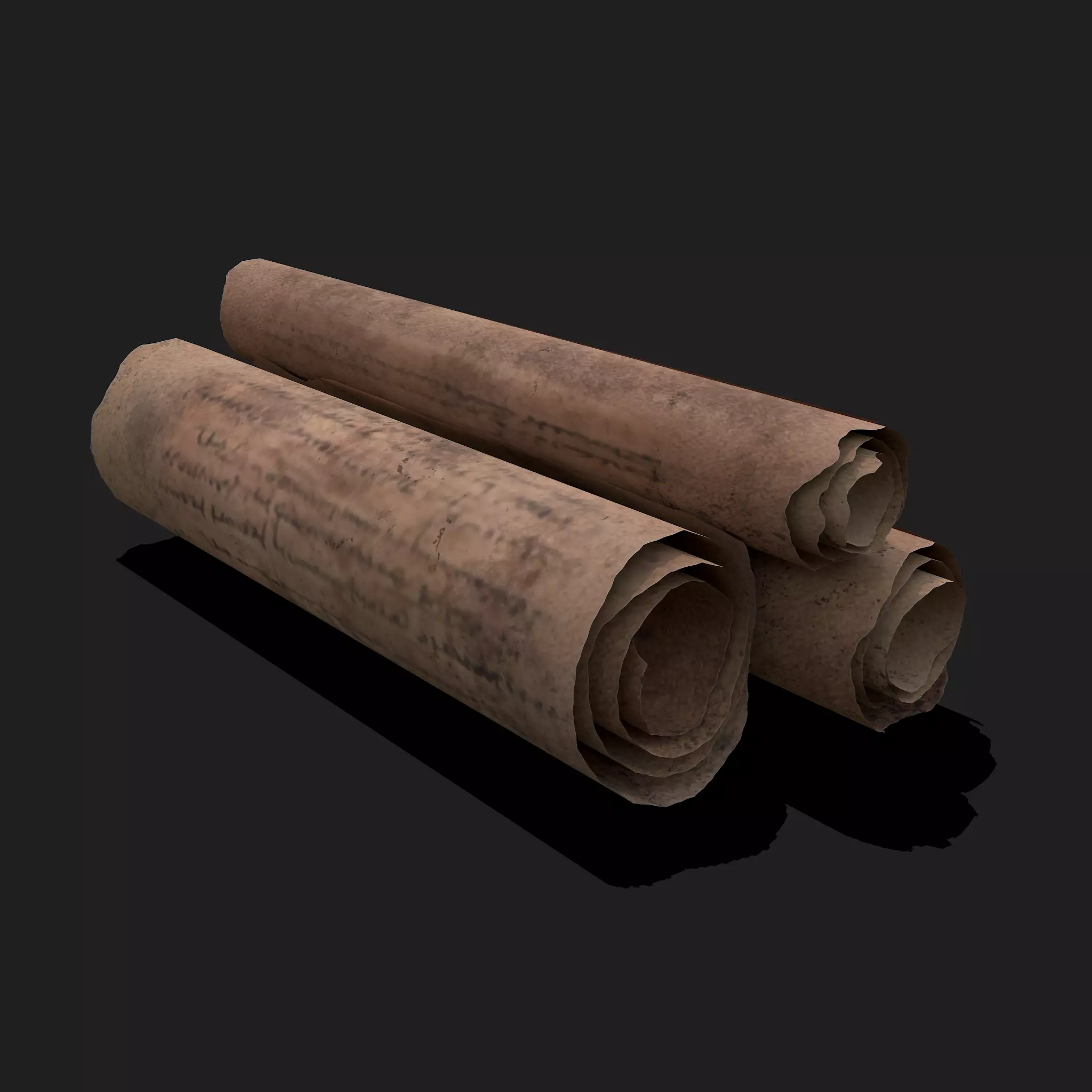Scrolls Three Faded Low-poly 3D model