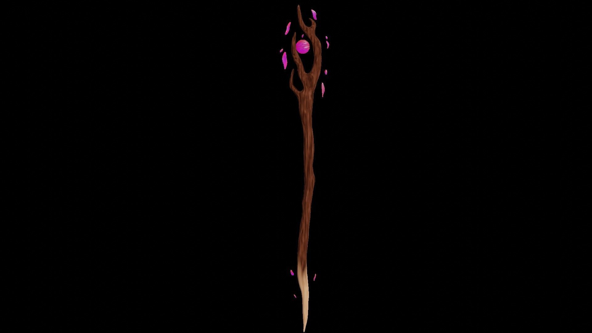 Magic Staff Animated Free 3D model_4