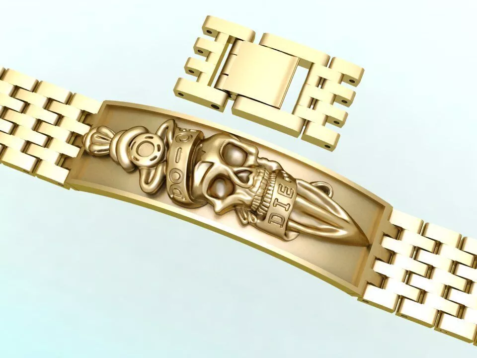 Skull bracelet - Watch strap bracelets - Mens bracelets 3D print model
