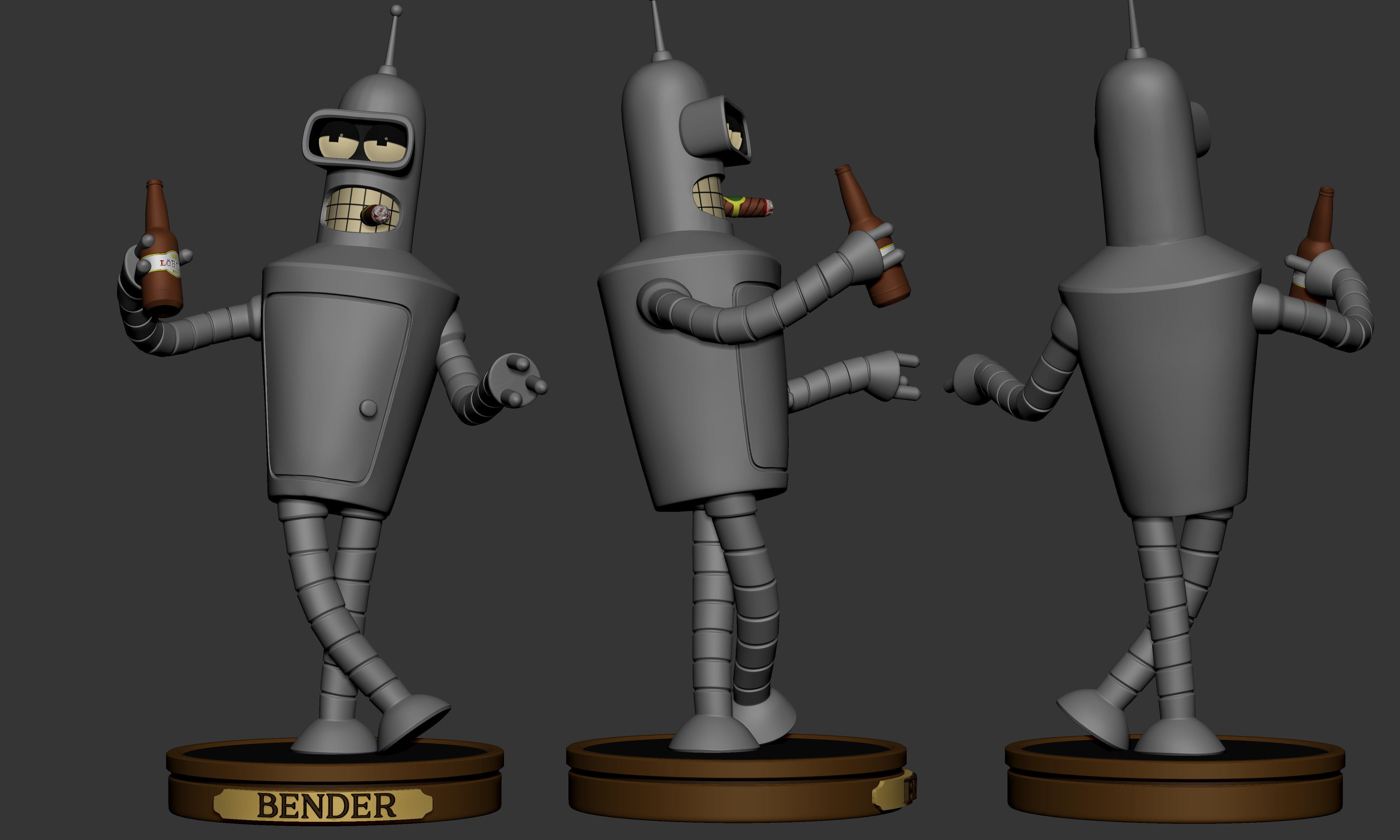 Bender Statue Futurama 3D print model_7