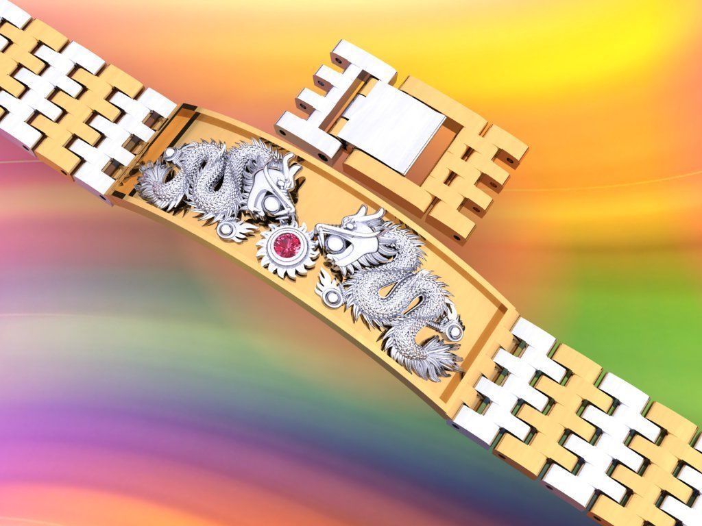 Dragon bracelet - Chain bracelets - Watch strap bracelets 3D print model_5