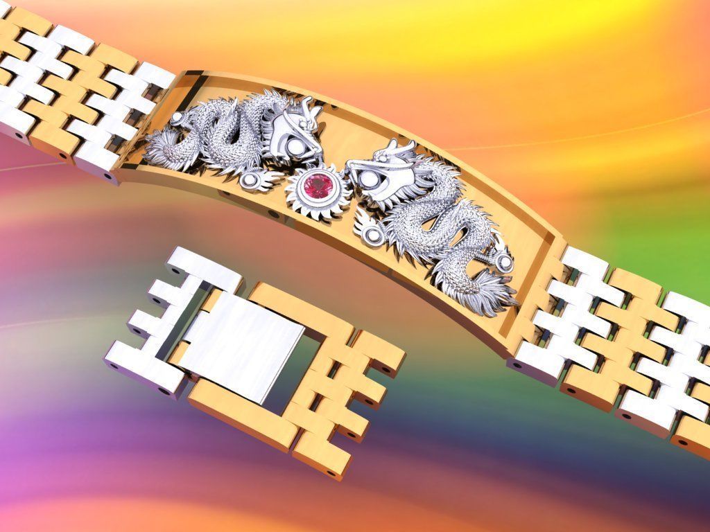 Dragon bracelet - Chain bracelets - Watch strap bracelets 3D print model_6