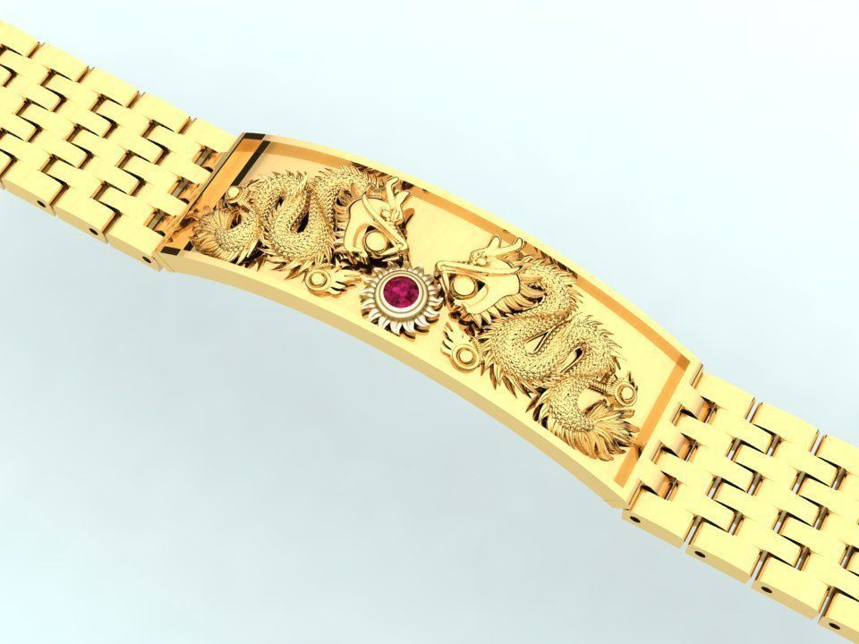 Dragon bracelet - Chain bracelets - Watch strap bracelets 3D print model_3