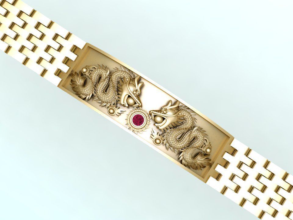 Dragon bracelet - Chain bracelets - Watch strap bracelets 3D print model_2