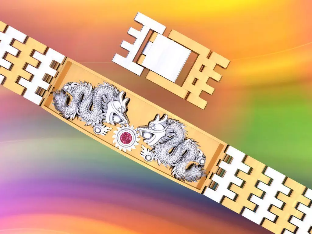 Dragon bracelet - Chain bracelets - Watch strap bracelets 3D print model_0