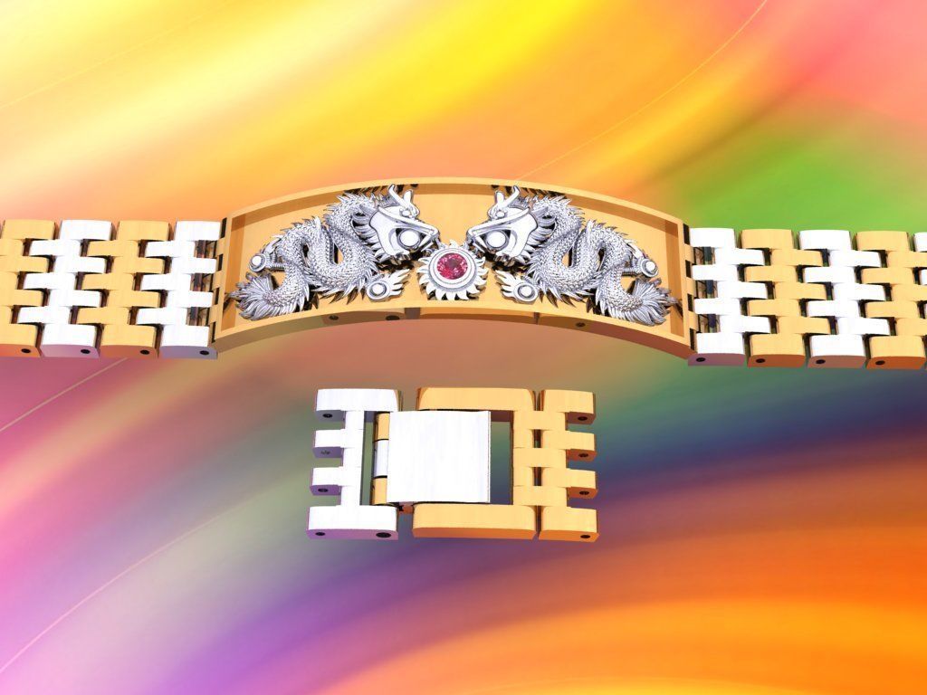 Dragon bracelet - Chain bracelets - Watch strap bracelets 3D print model_4