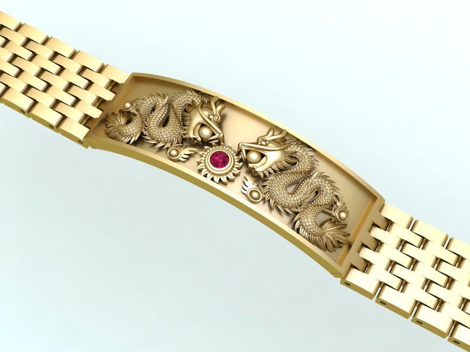 Dragon bracelet - Chain bracelets - Watch strap bracelets 3D print model_1