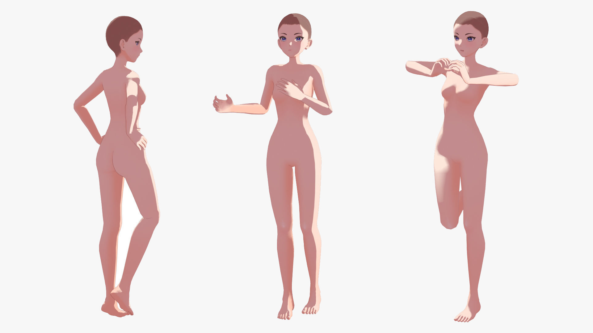 Anime Female Base Model V1 Low-poly 3D model_4