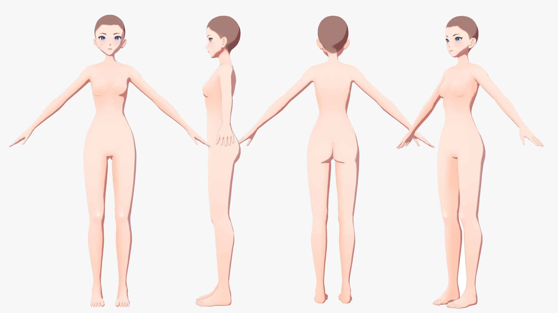 Anime Female Base Model V1 Low-poly 3D model_12