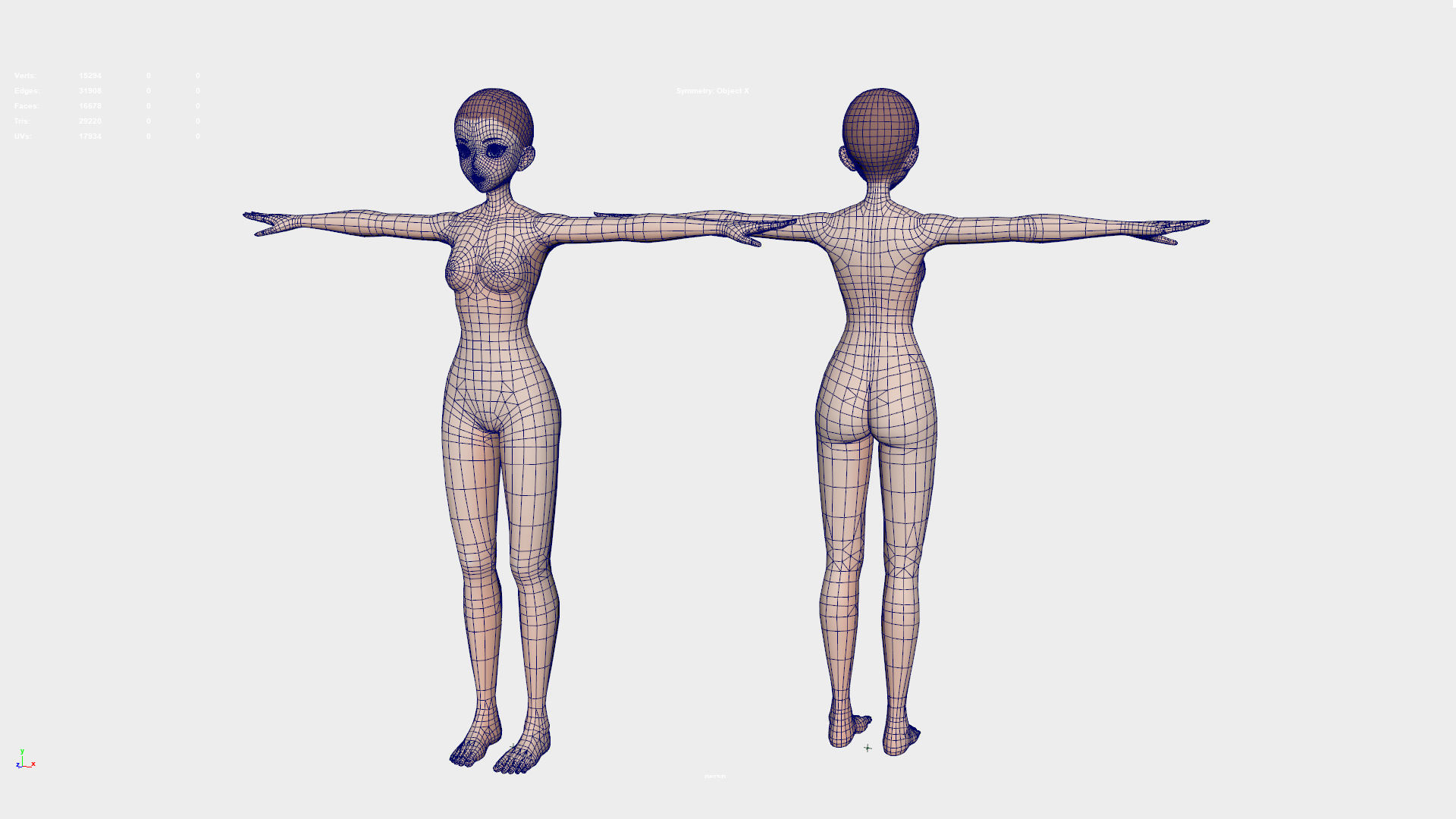 Anime Female Base Model V1 Low-poly 3D model_10