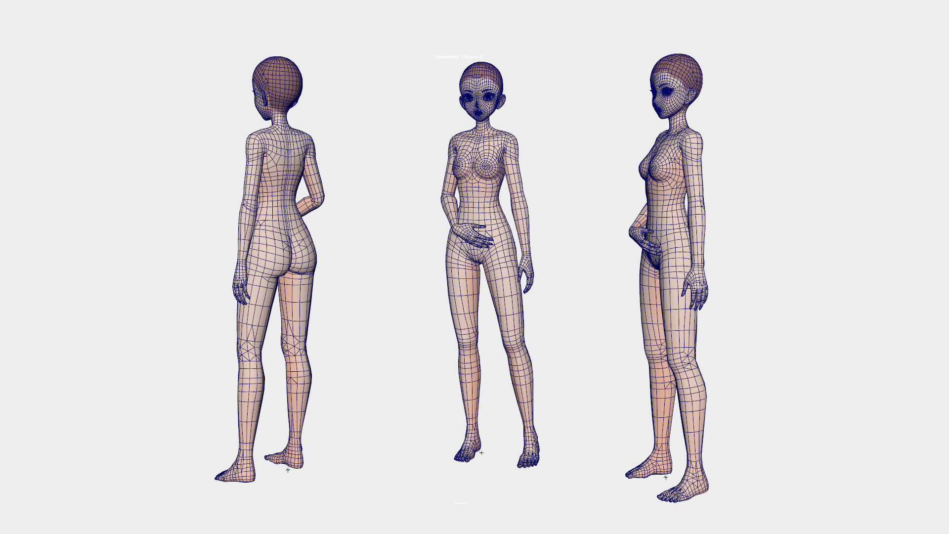 Anime Female Base Model V1 Low-poly 3D model_6