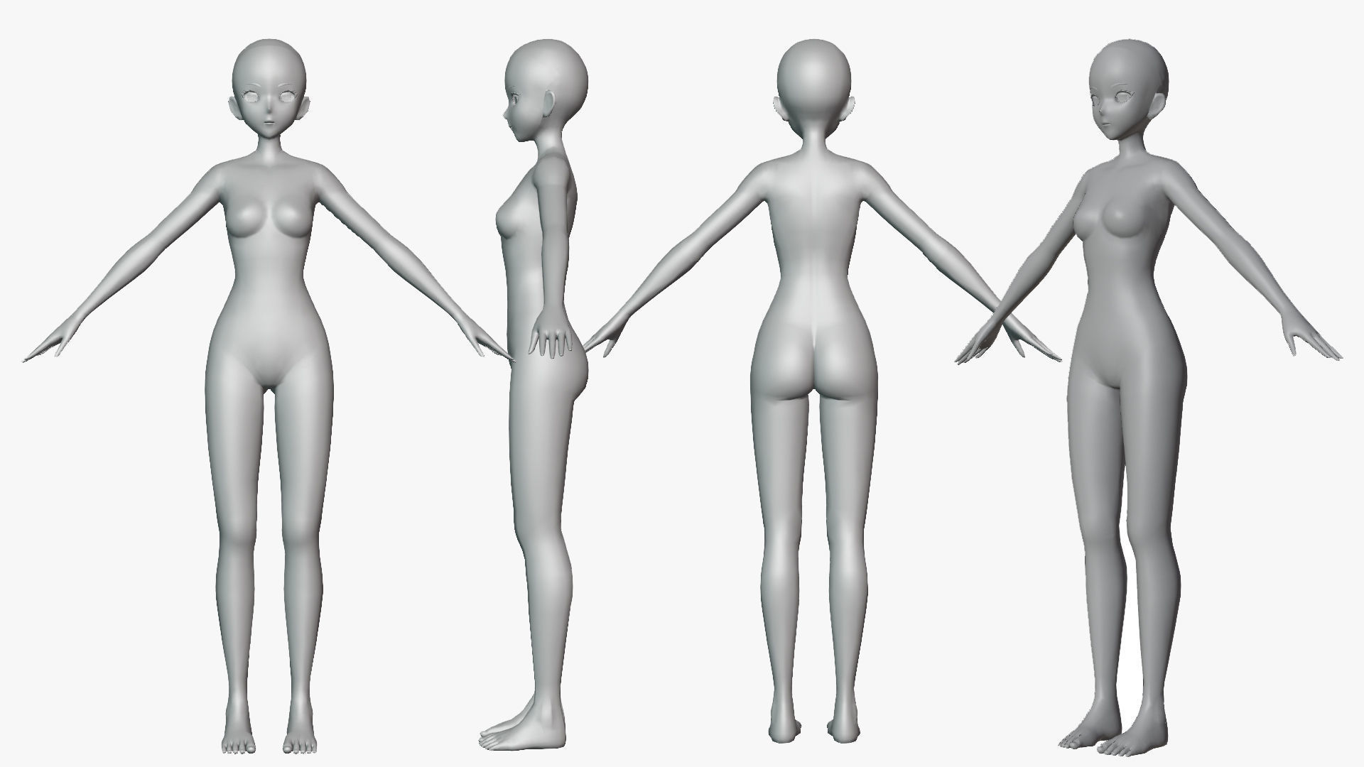 Anime Female Base Model V1 Low-poly 3D model_14