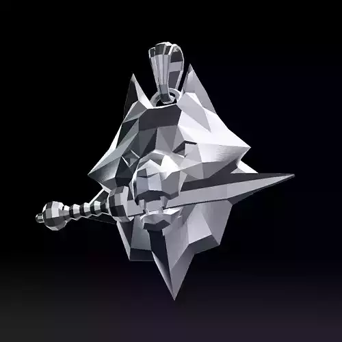 Grinning Wolf Head With Knife Pendant 3D print model