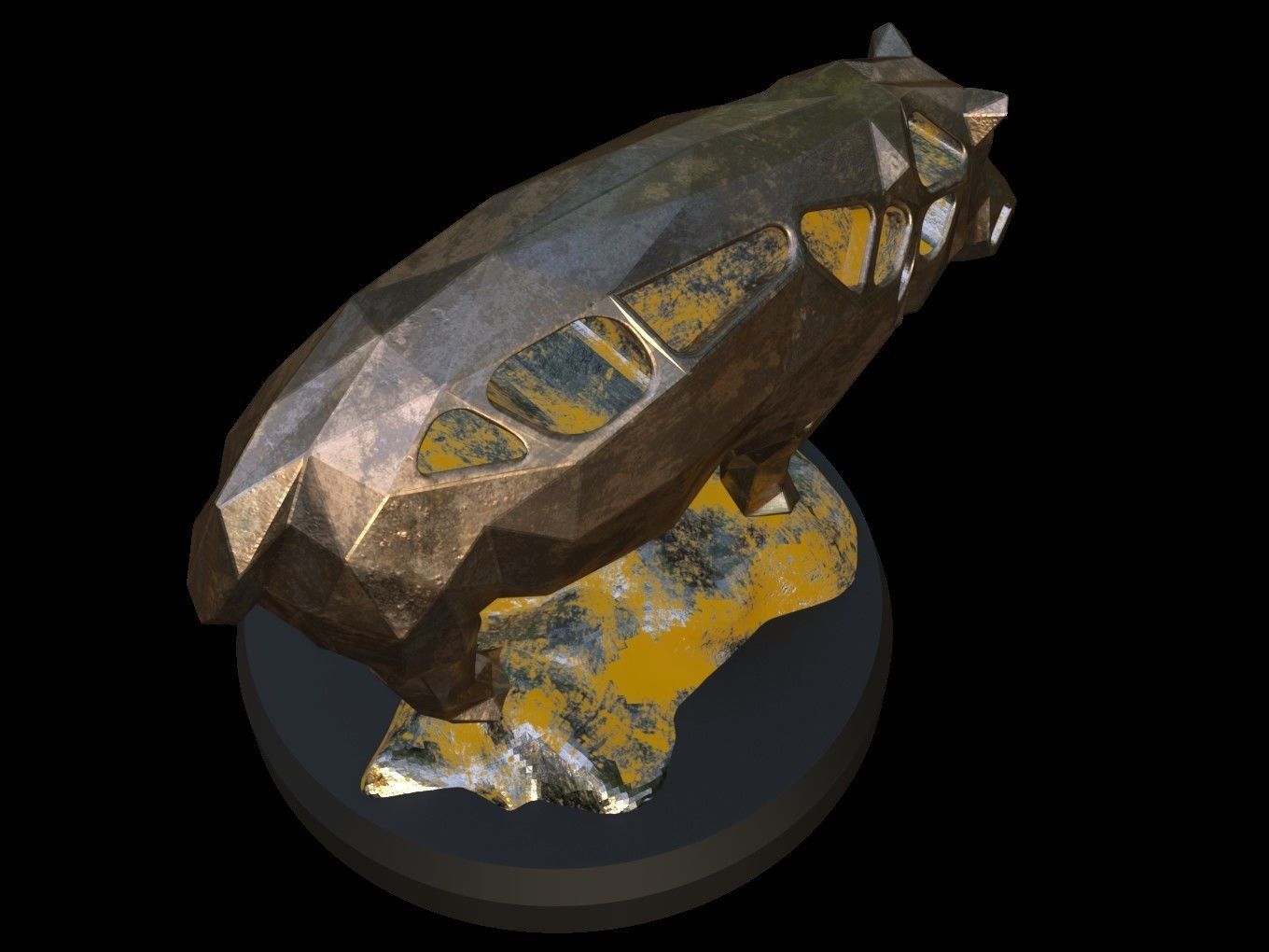 Steampunk Hippo Rock Low-poly 3D model_6