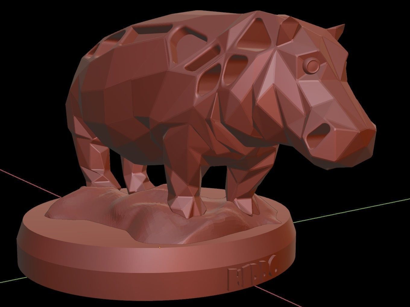 Steampunk Hippo Rock Low-poly 3D model_15