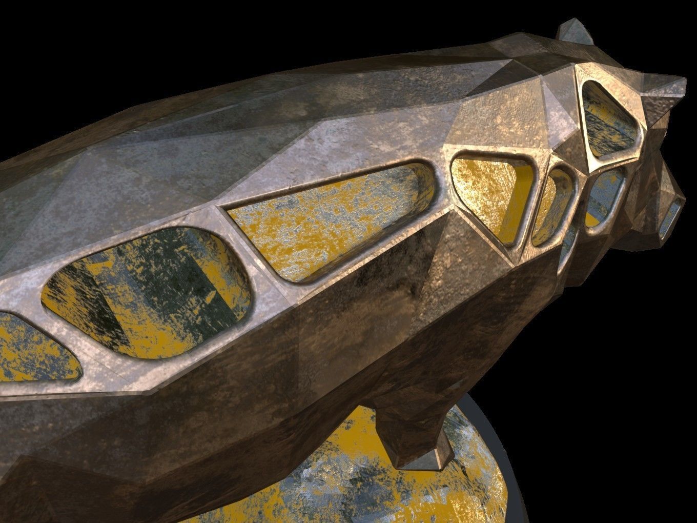 Steampunk Hippo Rock Low-poly 3D model_11