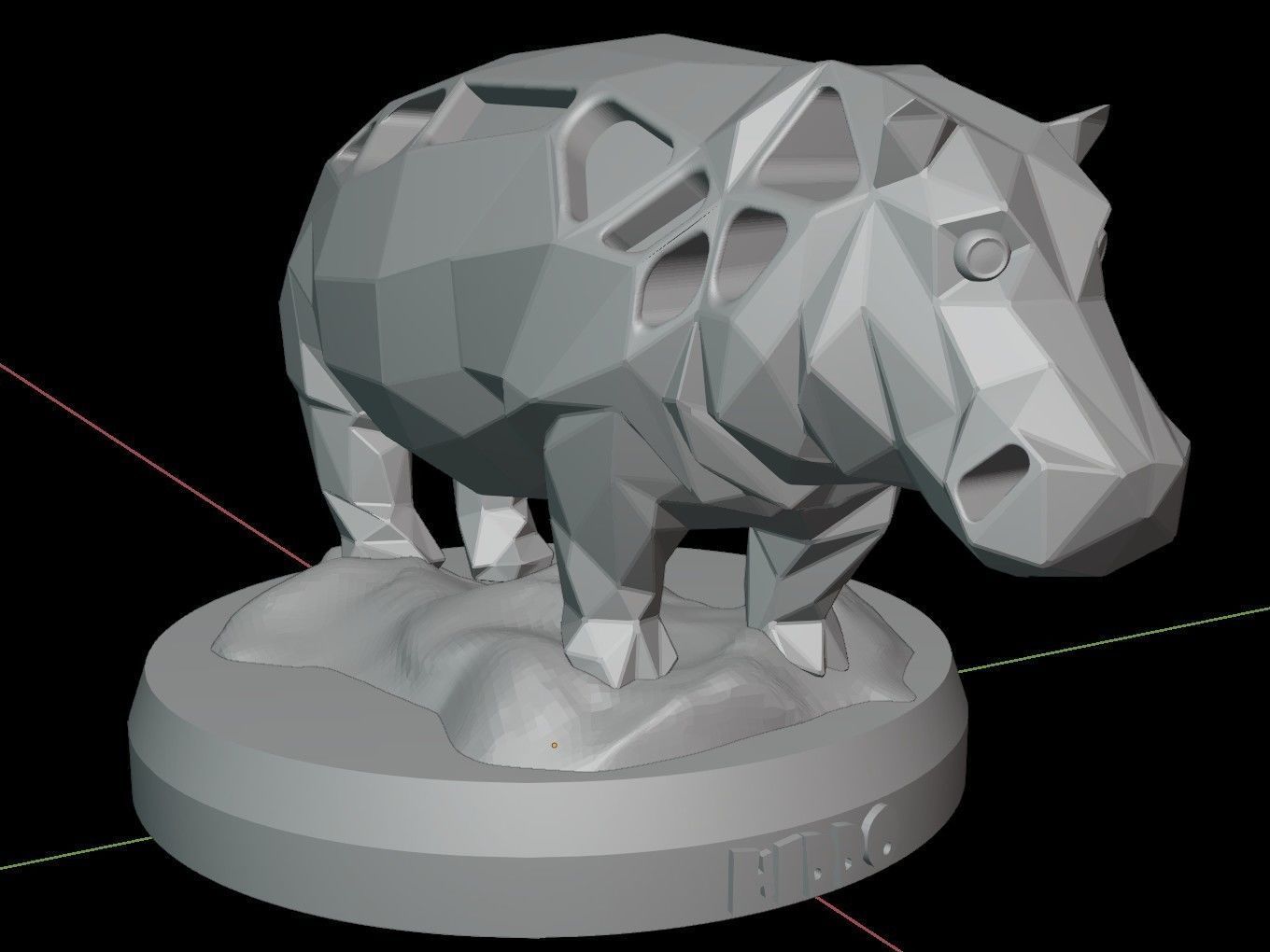 Steampunk Hippo Rock Low-poly 3D model_14